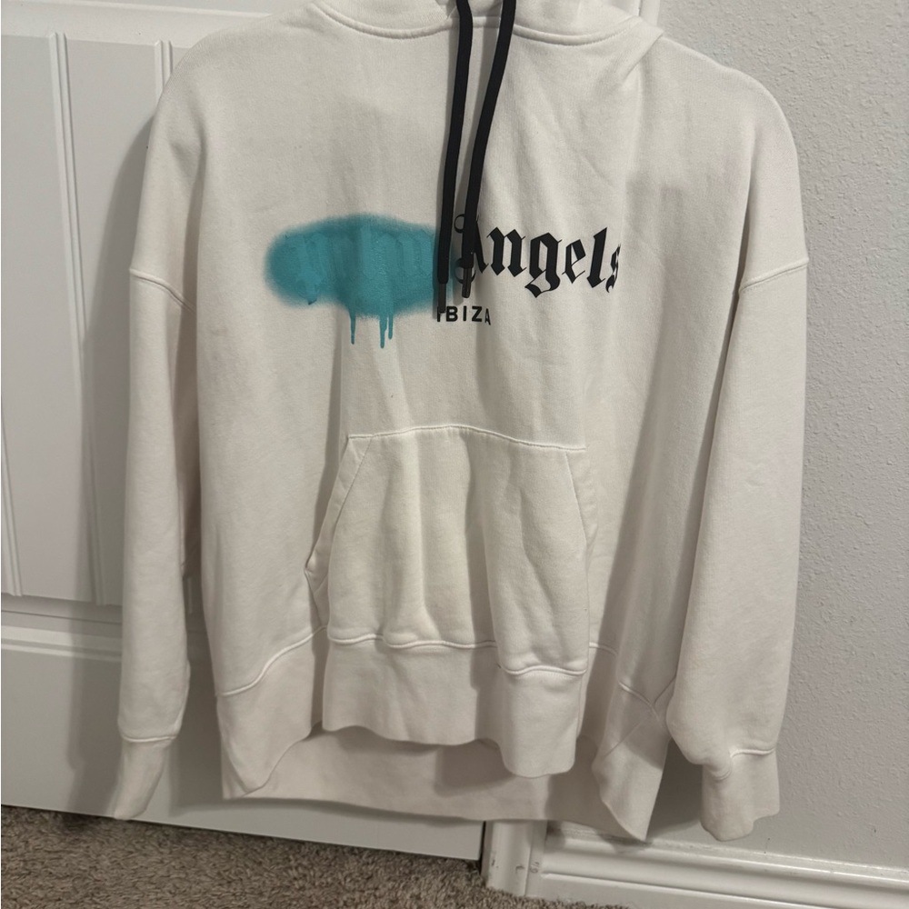 Palm Angels White Sweater with Blue Detail